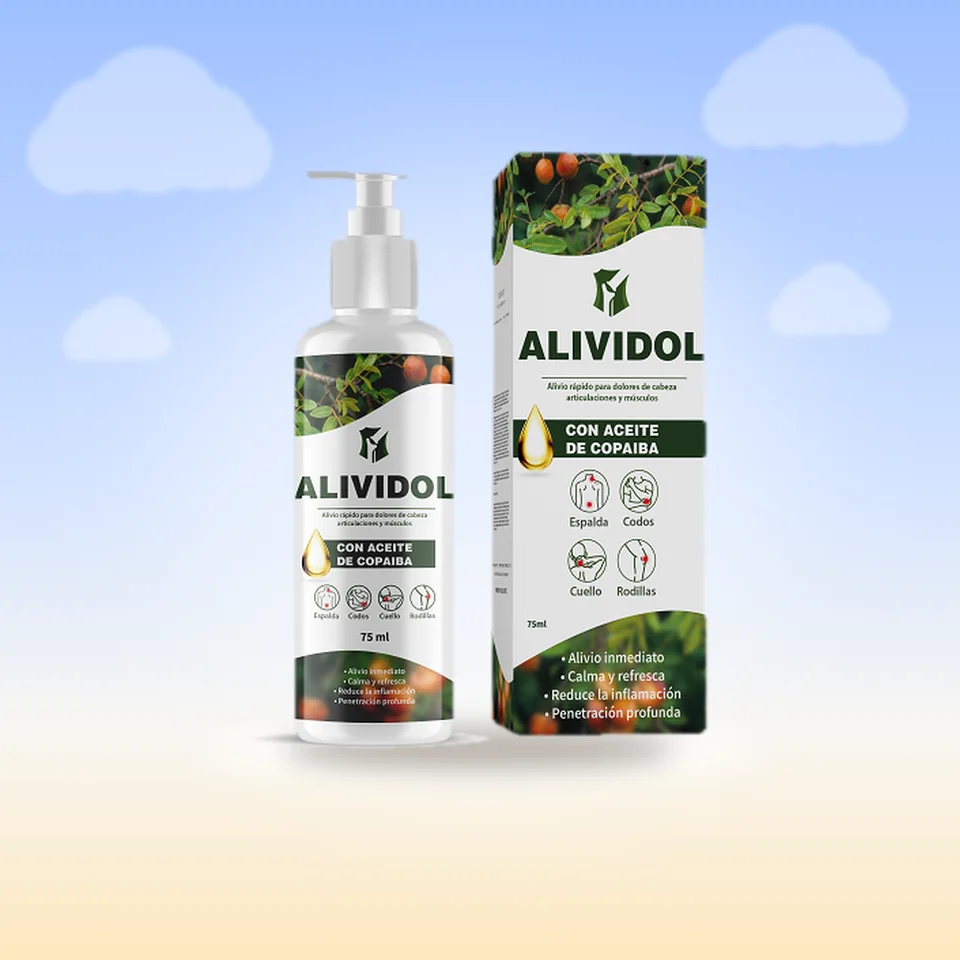 Empaque de Alividol, frasco de 75 ml, vista frontal