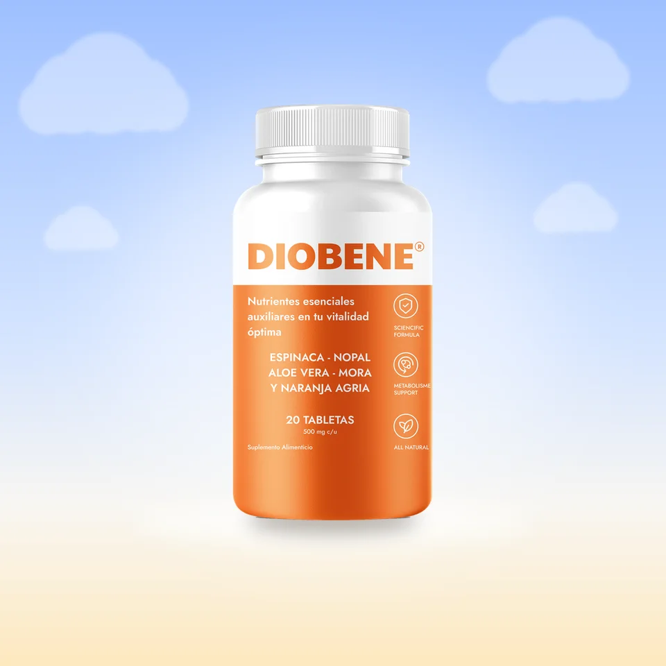 Frasco de Diobene, 20 tabletas, vista frontal