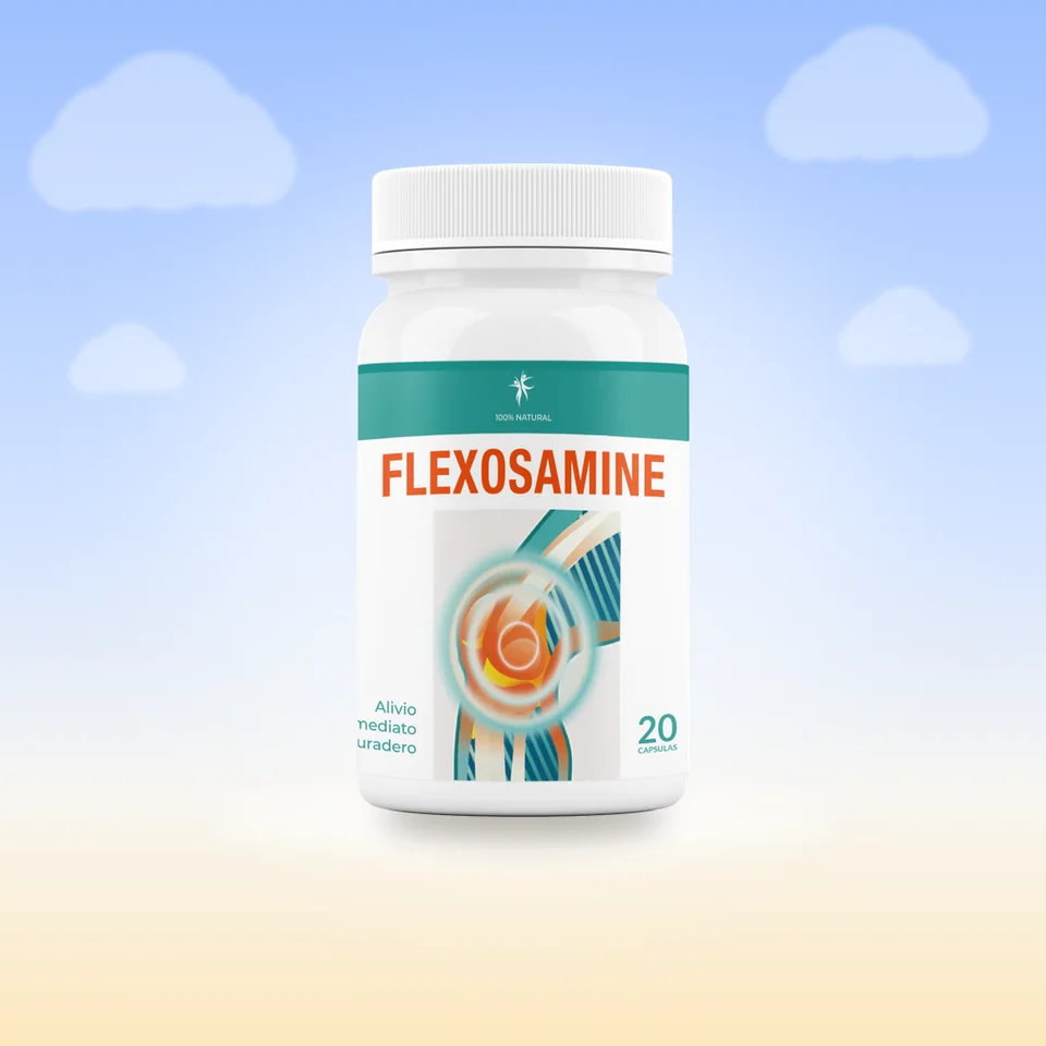 Frasco de Flexosamine, 20 cápsulas, vista frontal