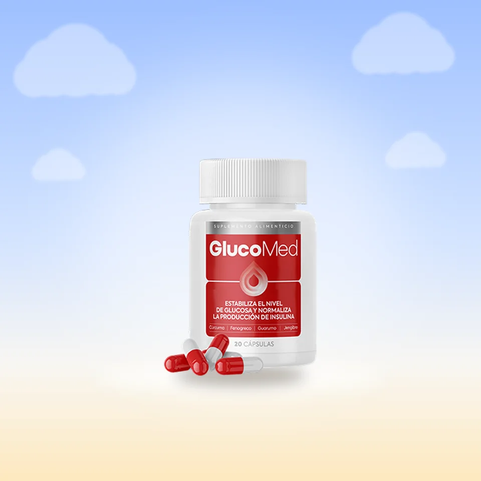 Frasco de Glucomed, 20 cápsulas, vista frontal