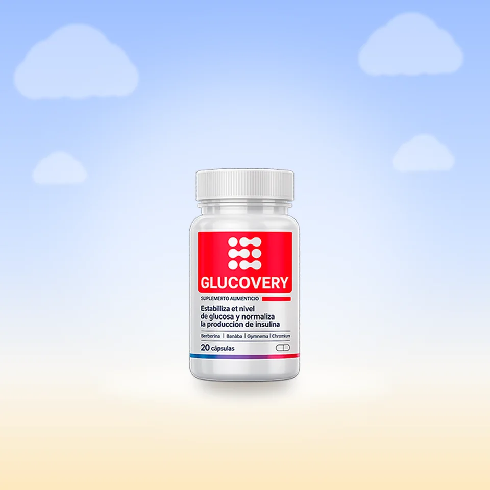 Frasco de Glucovery, 20 cápsulas, vista frontal