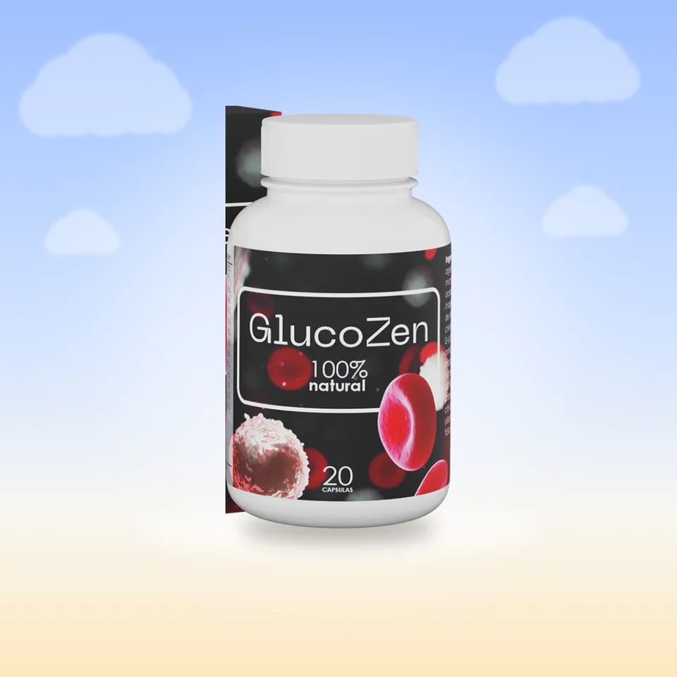 Frasco de GlucoZen, 20 cápsulas, vista frontal
